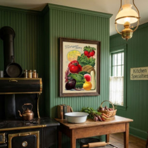 Affiche Publicité de fruits et légumes de l'ère victorienn