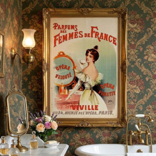 Affiche Publicité de parfum français vintage de l'ère vict
