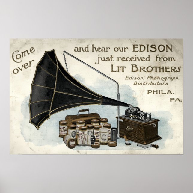 Affiche Publicité de phonographe de l'ère victorienne anti (Devant)