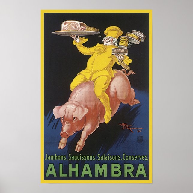 Affiche Publicité de porc volante de jambon de l'Alhambra (Devant)