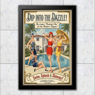 Affiche Publicité de vêtements de bain chic au bord de la
