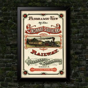 Affiche Publicité d'itinéraire de train orné vintage de Ci