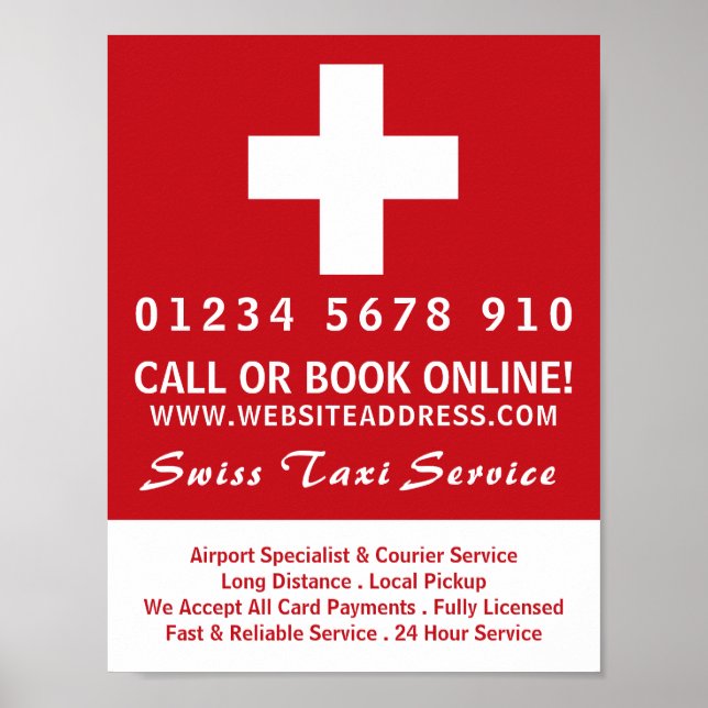 Affiche Publicité du drapeau de l'entreprise suisse de tax (Devant)