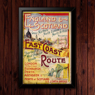 Affiche Publicité ferroviaire vintage Angleterre & Écosse