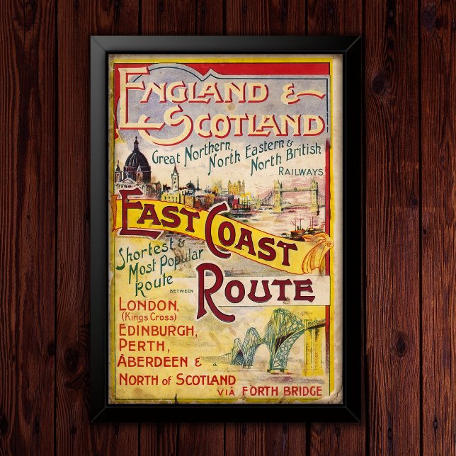 Affiche Publicité ferroviaire vintage Angleterre & Écosse (Créateur téléchargé)