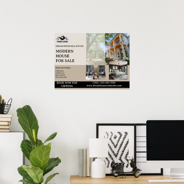 Affiche Publicité immobilière personnalisée (Bureau à domicile)
