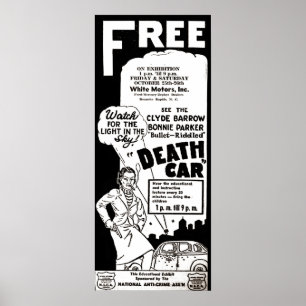 Affiche Publicité morbide pour la voiture de la mort de Bo