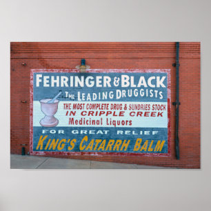 Affiche Publicité murale drugiste, Cripple Creek, Colorado