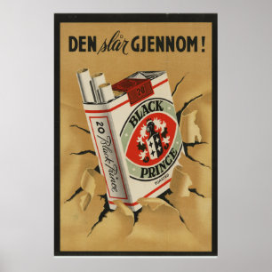 Affiche Publicité norvégienne vintage de cigarettes
