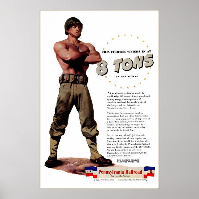 Affiche Publicité patriotique de 8 tonnes de la Seconde Gu (Devant)