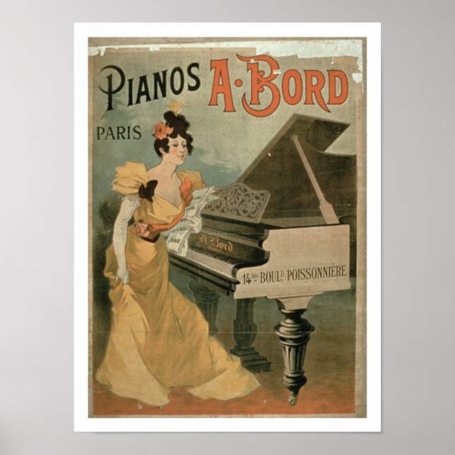 Affiche Publicité pour 'A. Bord Pianos, Paris' (couleur (Devant)