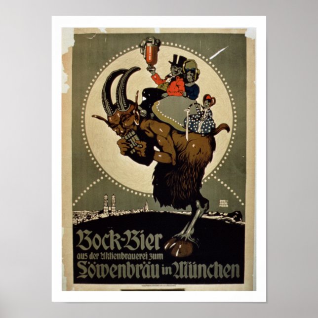 Affiche Publicité pour 'Bock Beer de Lowenbrau Brewer (Devant)
