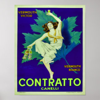 Affiche Publicité pour Contratto Canelli Vermouth 1925