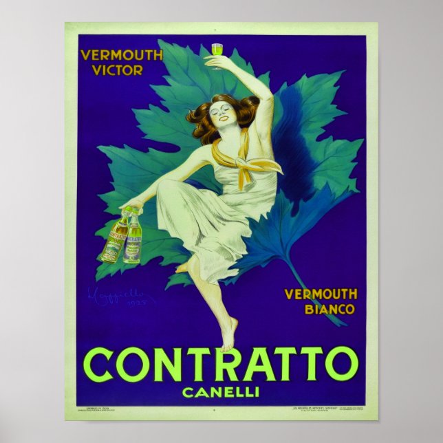 Affiche Publicité pour Contratto Canelli Vermouth 1925 (Devant)
