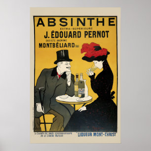 Affiche Publicité pour l'alcool vintage de table d'absinth
