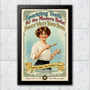 Affiche Publicité pour le dentifrice Pearly White de 1910