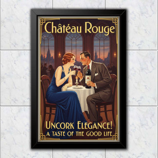 Affiche Publicité pour le vin Château Rouge de 1930