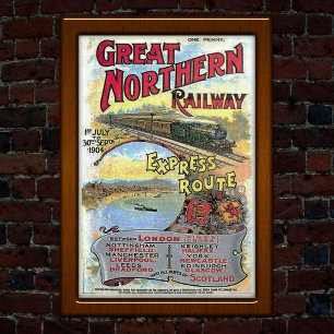 Affiche Publicité pour le voyage en train sur la ligne exp