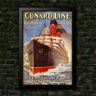 Affiche Publicité pour les voyages sur un paquebot océaniq