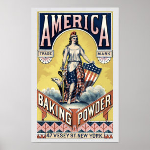 Affiche Publicité pour levure chimique de l'ère victorienn
