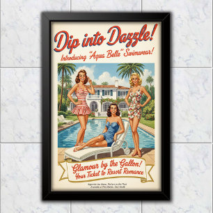 Affiche Publicité pour maillots de bain Aqua Belle de 1948