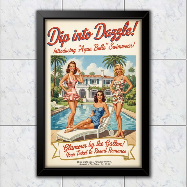 Affiche Publicité pour maillots de bain Aqua Belle de 1948 (Créateur téléchargé)