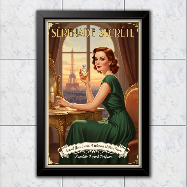 Affiche Publicité pour parfum Sérénade Secrète de 1940 (Créateur téléchargé)