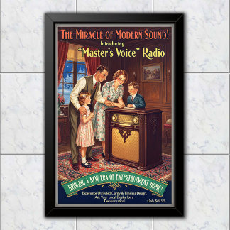 Affiche Publicité radio Vintage Master's Voice de 1936