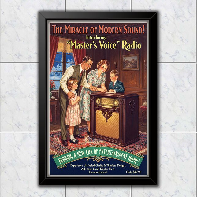 Affiche Publicité radio Vintage Master's Voice de 1936 (Créateur téléchargé)