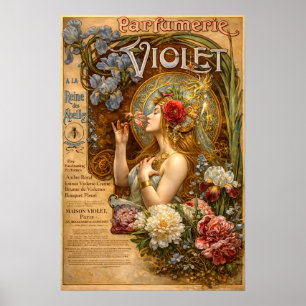 Affiche Publicité rétro Art nouveau pour parfum français