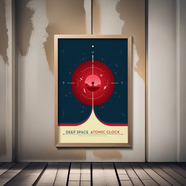 Affiche Publicité Sci-Fi, Horloge Atomique Rouge, Espace P (Créateur téléchargé)