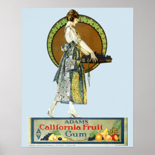 Affiche Publicité sur les gommes Adams de l'Art Nouveau vi