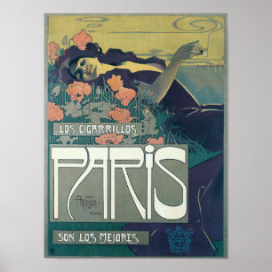 Affiche Publicité Vintage Art Nouveau 1901 Cigarrillos Par