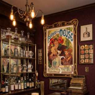 Affiche Publicité vintage Art Nouveau pour la bière par Al