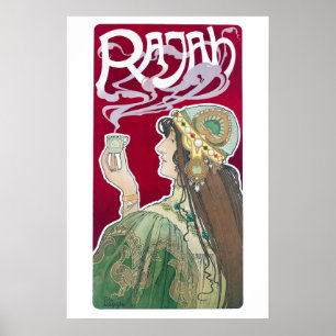 Affiche Publicité vintage Art nouveau pour le café Rajah