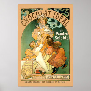 Affiche Publicité vintage Art Nouveau pour le chocolat par