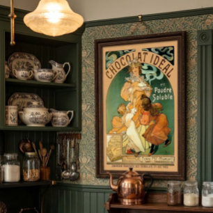 Affiche Publicité vintage Art Nouveau pour le chocolat par