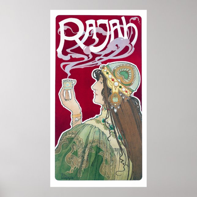 Affiche Publicité vintage Art Nouveau Rajah Coffee (Devant)