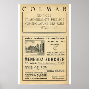 Affiche Publicité vintage, Colmar, Alsace 2