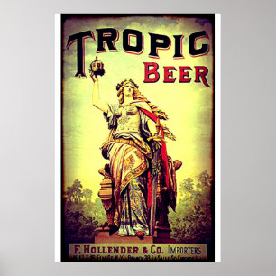 Affiche Publicité vintage de bière tropicale