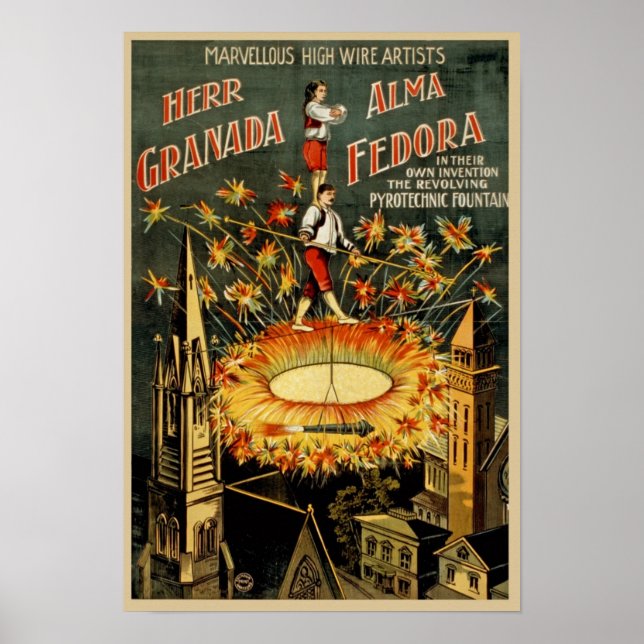 Affiche Publicité vintage de cirque (Devant)