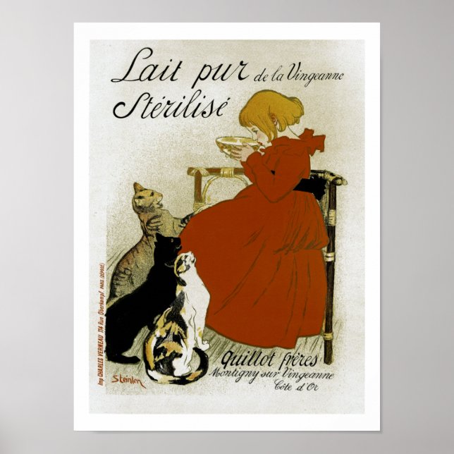 Affiche Publicité vintage de lait en France (Devant)