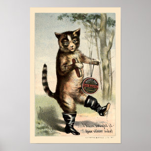 Affiche Publicité vintage de l'ère victorienne Chat dans d