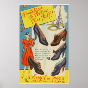 Affiche Publicité Vintage de mode parisienne