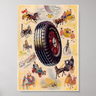 Affiche Publicité vintage de pneus - Pneus Dunlp
