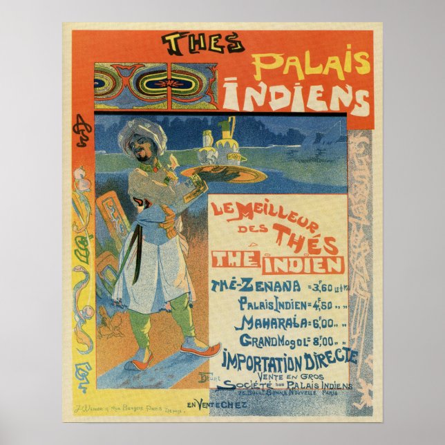 Affiche Publicité vintage de thé indien (Devant)
