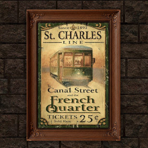 Affiche Publicité vintage de tramway de la rue de La Nouve