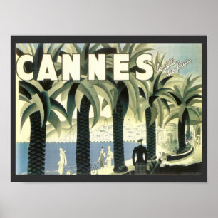 Affiche Publicité vintage de voyage de Cannes