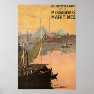 Affiche Publicité vintage de voyage de Constantinople