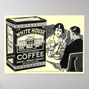 Affiche Publicité vintage du café de la Maison Blanche